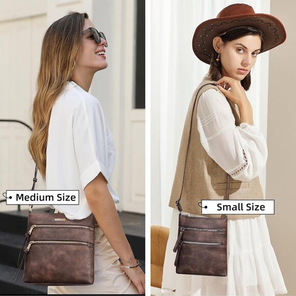 Crossbody Purses for Women, Medium Size Zipper Pocket Adjustable Strap, Soft Lea - Picture 2 of 7
